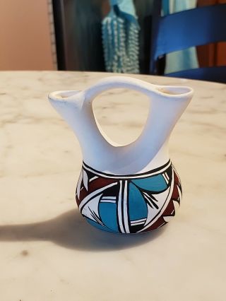 Vintage Native American Wedding Vase Signed At.  Nav.  