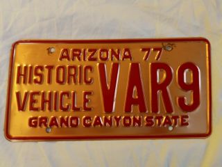 Vintage 1977 Arizona Historic Vehicle License Plate Copper Coated