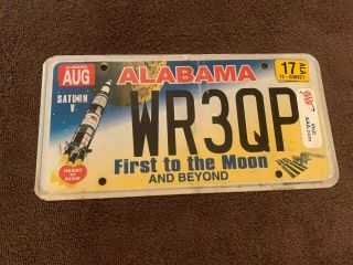 Vintage Alabama First To The Moon Saturn V Rocket License Plate Aug2017