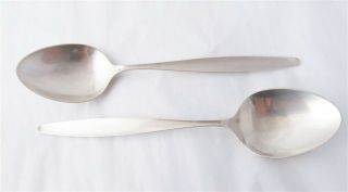 2 - Georg Jensen Cypress Sterling Silver Oval Soup Spoons