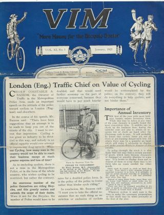Canada Cycle & Motor Co.  Vim Ccm Bicycle Trade Publication Jan 1925 Cgb