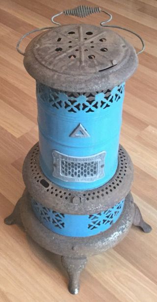 Old Vtg Antique Perfection Oil Heater No 630 Blue Teal Metal Usa Tank Part