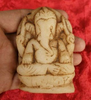 1850 ' s Old Vintage Antique Marble Stone Hand Carved God Ganesha Figure / Statue 3