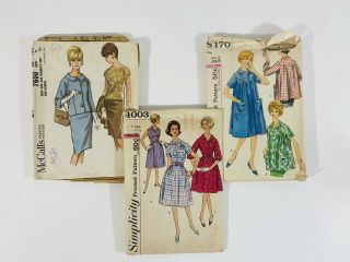 Vintage Patterns Mccalls Women’s Suit Simplicity Smock & One Piece Dress Cut