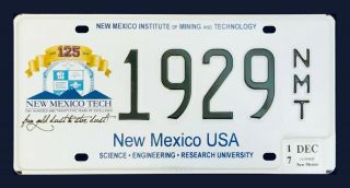 Mexico Tech License Plate " 1929 Nmt " Nm Institute Of Mining Socorro Nm