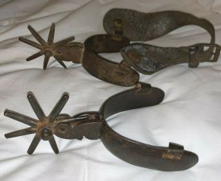 One Vintage Antique Western Cowboy Big Iron Spurs With One Leather Strap