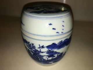 antique Blue&White Glazed Porcelain Tea Caddie Jar with lid 2
