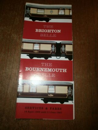British Railways Leaflet - The Brighton & Bournemouth Belle Services,  Fares 1966/67