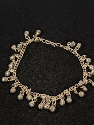 Vintage Silver Tone Belly Dancing Bell Cha Ankle Bracelet Anklet 10 Inch 11576