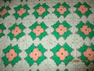 Vintage Crochet Granny Square Afghan Blanket 41 " X 54 " Multicolor