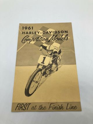 Oem 1961 Harley - Davidson Competition Models First At The Finish Line Brochure
