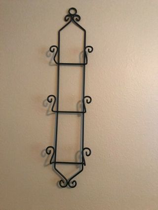 Vintage Wrought Iron Plate Rack.  Wall Mount.  Black.