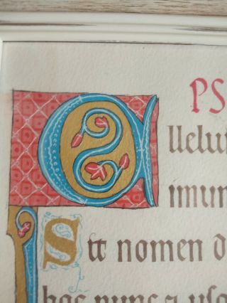 Latin Vellum Manuscript from Medieval BibleFramed illuminated manuscrip 2