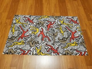 Awesome Rare Vintage Mid Century Retro 70s 80s Haring Style People Wht Fabric