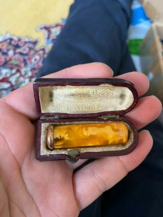Antique Amber French Cigarette Holder 2 Gram 4 Cm Gold Stamp