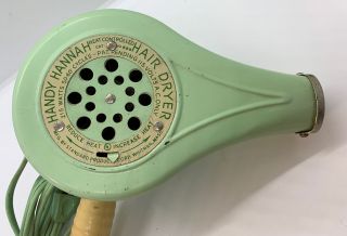 Vintage Green Handy Hannah Hair Dryer Hand Held Model 895 3