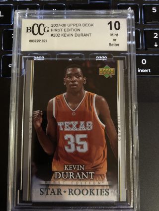 2007 - 2008 Upper Deck First Edition Kevin Durant Rookie Rc Bccg Gem 10