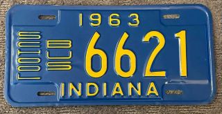 Indiana 1963 School Bus License Plate 6621