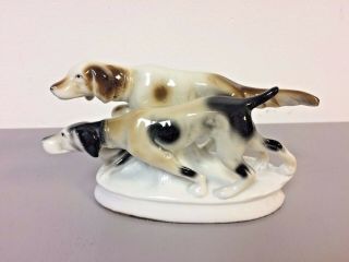 Antique German Porcelain Pointer Setter Hunting Dogs Figurine C1906 - 1935