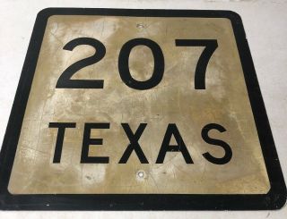 Old Vintage Retired Texas 207 Highway Sign Post South Plains Panhandle 24x24”