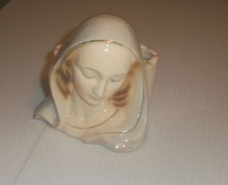 Vintage Madonna Virgin Mary Small Planter 4 " Tall Age Crazing