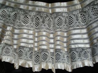 Antique Victorian Silk Satin And Lace Skirt Bottom Flounce