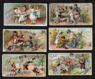 Victorian Children At Play Stollwerck 1899 Album Card Set 3 (2) Vintage Game Toy