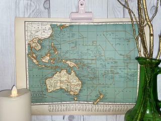 Oceania Historical Map 1937,  Cool Old Map Of Oceania,  Map For Framing,  Australia