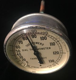 Vintage Powers Regulator Dial Thermometer Industrial Gauge Steampunk