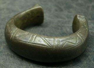 18th Century Bronze North African Tribal Cuff Bracelet Manilla Slave Trade (b2)