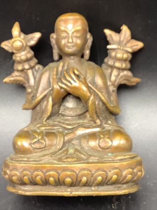 Buddhist Dharmachakra Mudra 3 " Statue Buddha Vtg Or Antique Brass Bronze Tibet