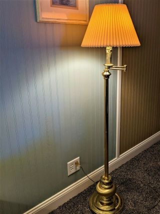 Vintage Antique Brass Swivel Arm Floor Lamp Shade Not