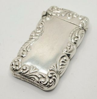 Antique Art Nouveau Sterling Silver Match Safe Vesta Case C.  1900