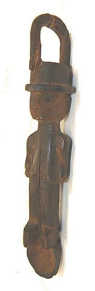 Vintage West African Figural Carved Wooden Spoon With Colonial Figure