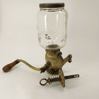 Antique Arcade Crystal 3 Wall Mount Coffee Grinder - Catch Cup Not