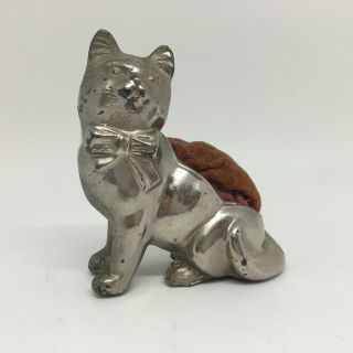 Antique Victorian Seated Cat Pin Cushion Figural Germany C.  1890 