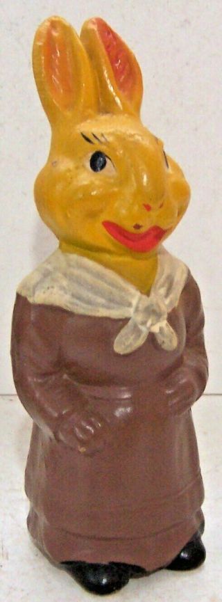 Vintage German Paper Mache Composition Easter Rabbit Candy Container Figurine