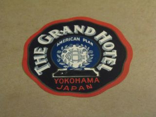 Grand Hotel,  Yokohama Japan Vintage Luggage Label/sticker 7/5