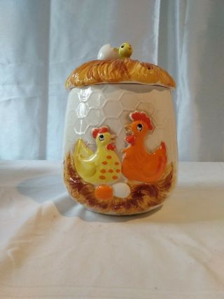 Vintage Sears 1976 Chicken Little,  Rooster & Hatched Chick Cookie Jar Canister
