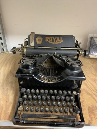 Antique 1924 Royal Typewriter Model 10 Beveled Glass Needs Some Tlc