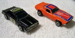 2 Vintage Mattel Hot Wheels Sheriff And Dixie Challenger 1:64 Scale Diecast Cars