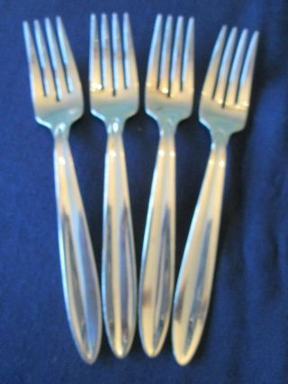 Set 4 Salad Forks Vintage Oneida Silver Usa Stainless: Alsace Pattern: Exc