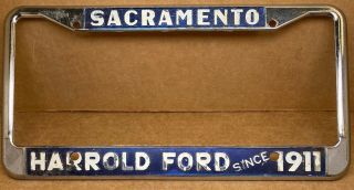 Rare Ford (sacramento Ca. ) ”harrold Ford ” Car License Plate Frame - Vintage