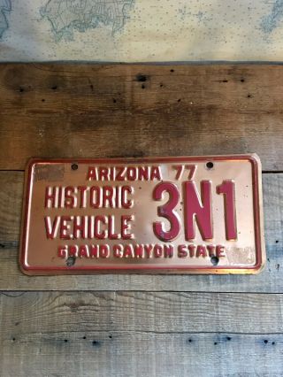 Arizona 1977 Copper Historic Vehicle Vintage License Plate Rare Low Digit