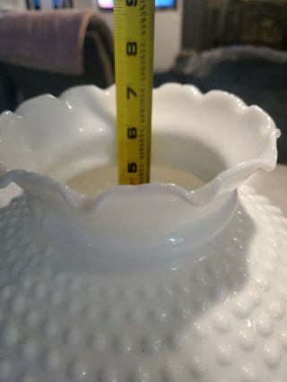Vintage Ruffle Hobnail Milk Glass Hurricane Lamp Hanging Shade 9 - 7/8” Fitter 3