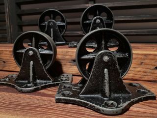 Set Of Four 1930’s Cast Iron 2 3/4” Stationary Caster Wheels