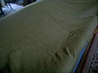 Vintage Army Drab Olive Green 100 Wool Blanket 62 " X75 "