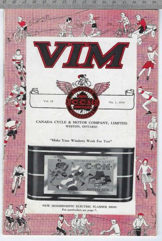 Canada Cycle & Motor Co Vim Ccm Bicycle Trade Publication No.  1 1939 Cgb