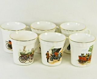 Auto Series: Crown Staffordshire England Fine Bone China - Set Of 6 Vintage Cups
