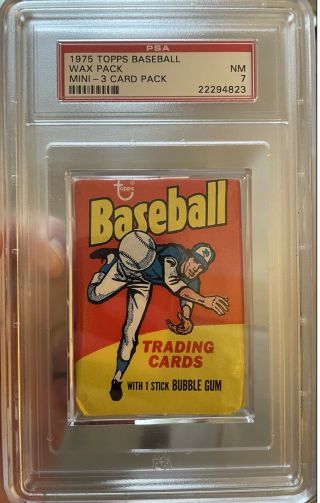1975 Topps Baseball Wax Pack Mini 3 Card Pack Psa 7